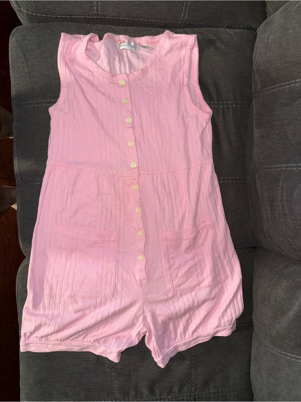 Women’s Pink Sleeveless Button-Front Romper Dress